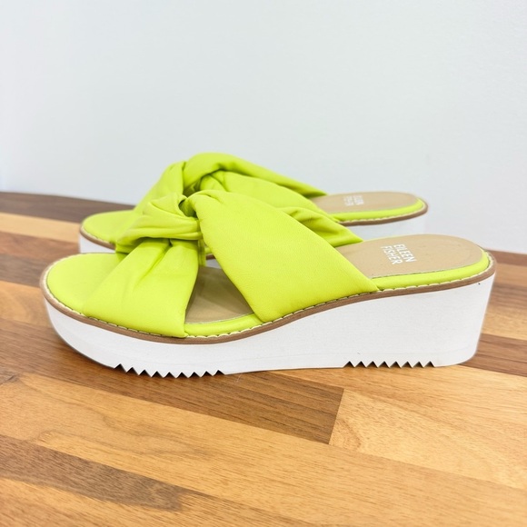 Eileen Fisher Bene Leather Puffy Knot Wedge Slides Sz 6.5 - Picture 1 of 6